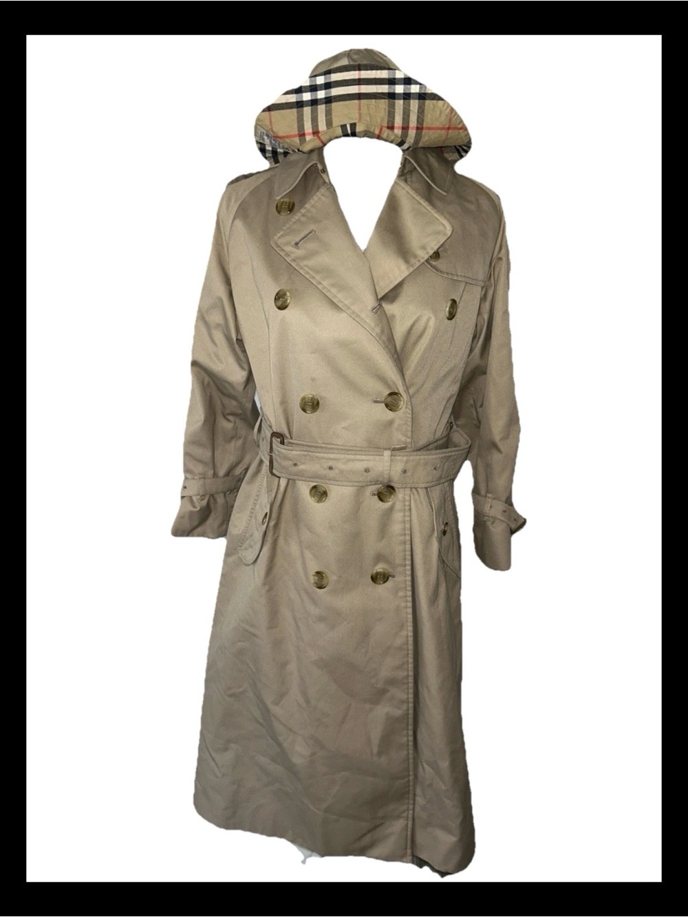Burberry Kensington Trench Coat Button Liner+ Bucket Hat  Iconic 80s Vintage 8P